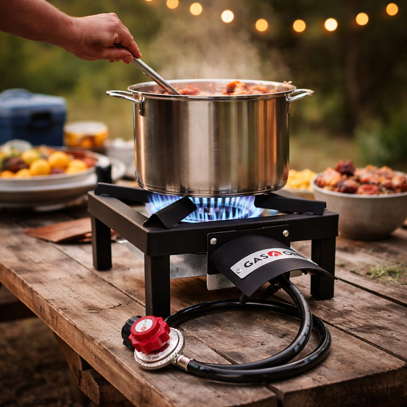 Propane Burner High Pressure Outdoor Stove Heat Shield Cooking Camping Tailgatin