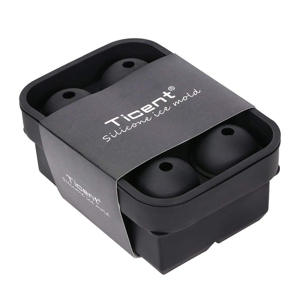 Ticent Ice Cube Trays (Set of 2 Silicone Sphere Whiskey Ice Ball Maker with Lids