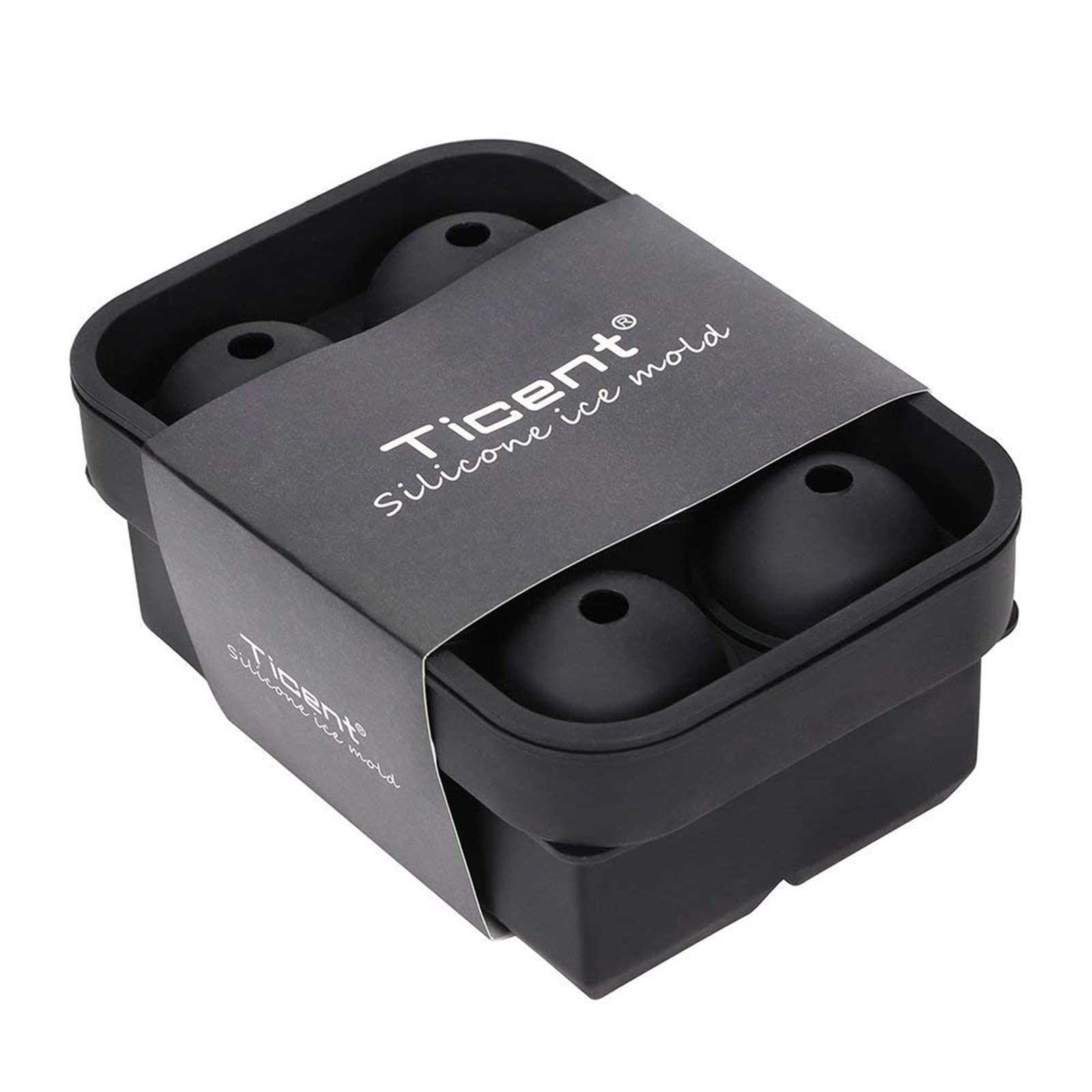 Ticent Ice Cube Trays (Set of 2 Silicone Sphere Whiskey Ice Ball Maker with Lids
