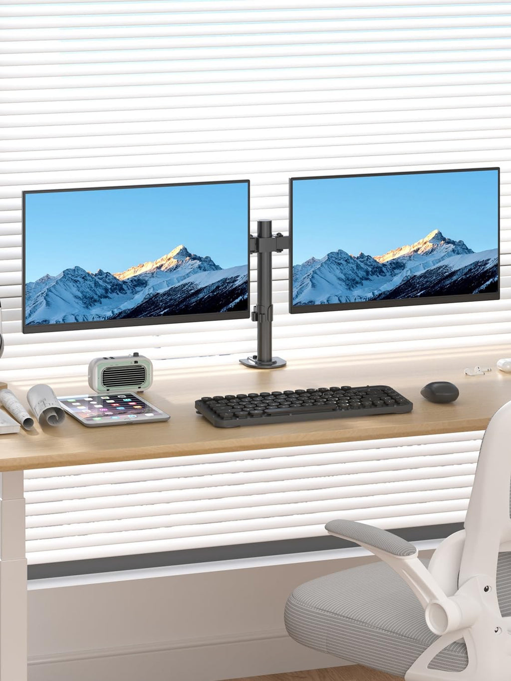 Dual Monitor Desk Mount for 2 Screens Up to 27" Holds 22 lbs Each VESA 75/100