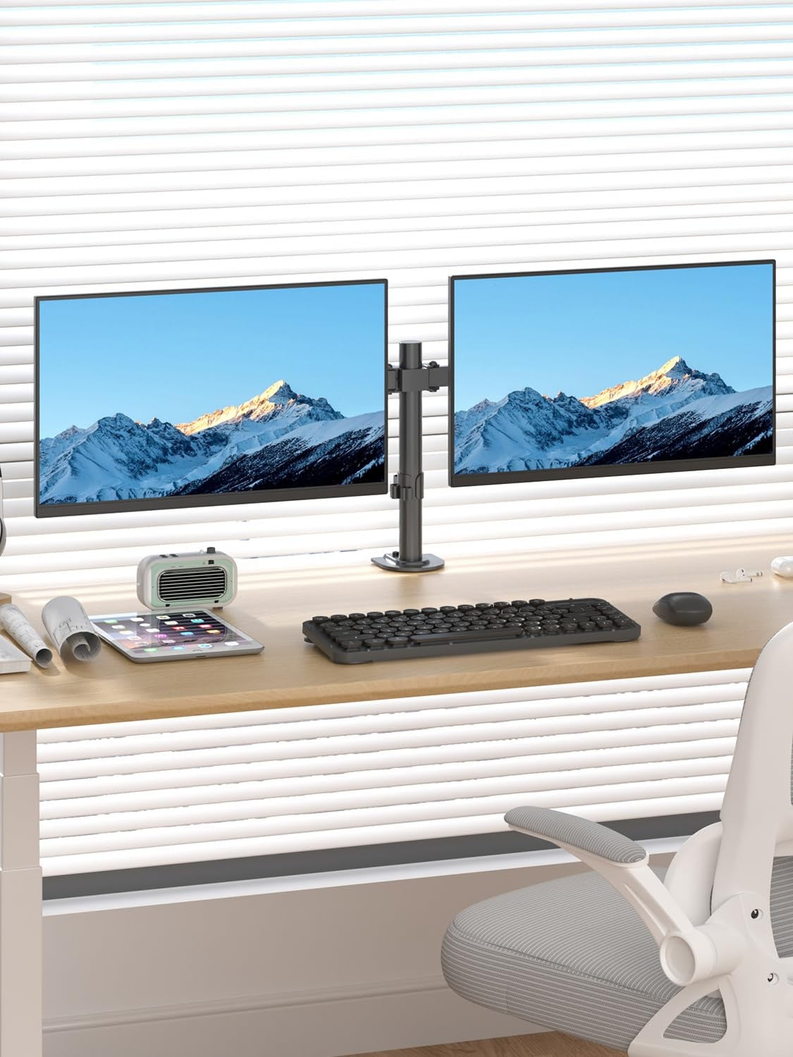 Dual Monitor Desk Mount for 2 Screens Up to 27" Holds 22 lbs Each VESA 75/100
