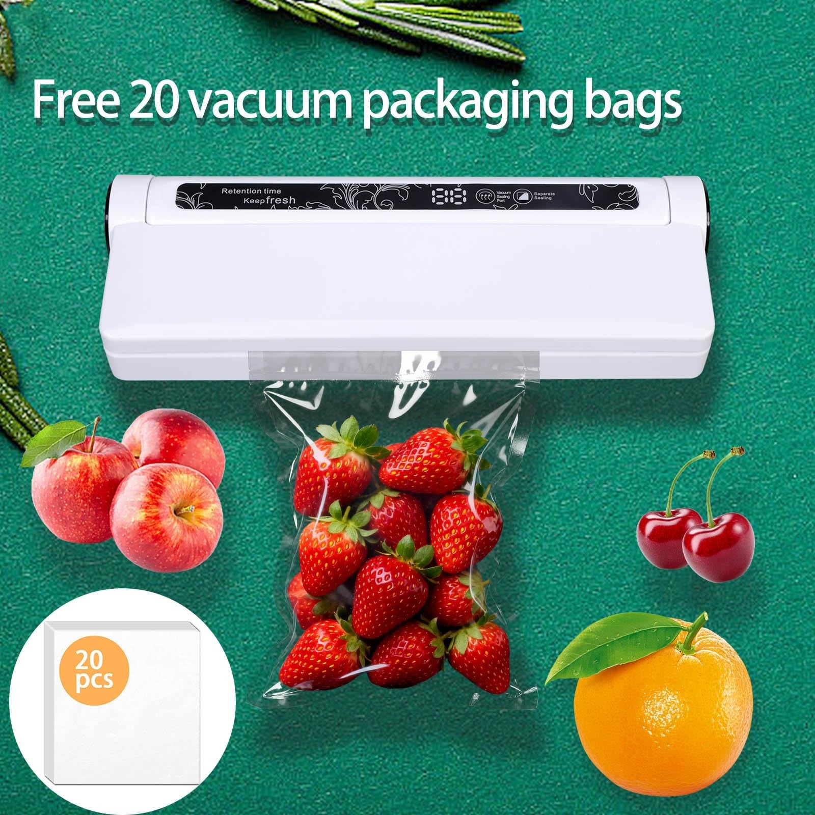 Food Vacuum Sealer Machine ,Dry/Wet Modes,75KPA Strong Suction Compact Household
