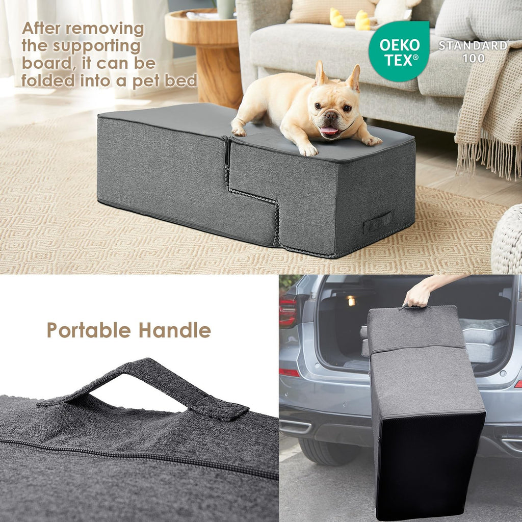 Dog Stairs for Bed 18" H 4-Step Non-Slip  for Indoor, Pet Steps for Small dogs