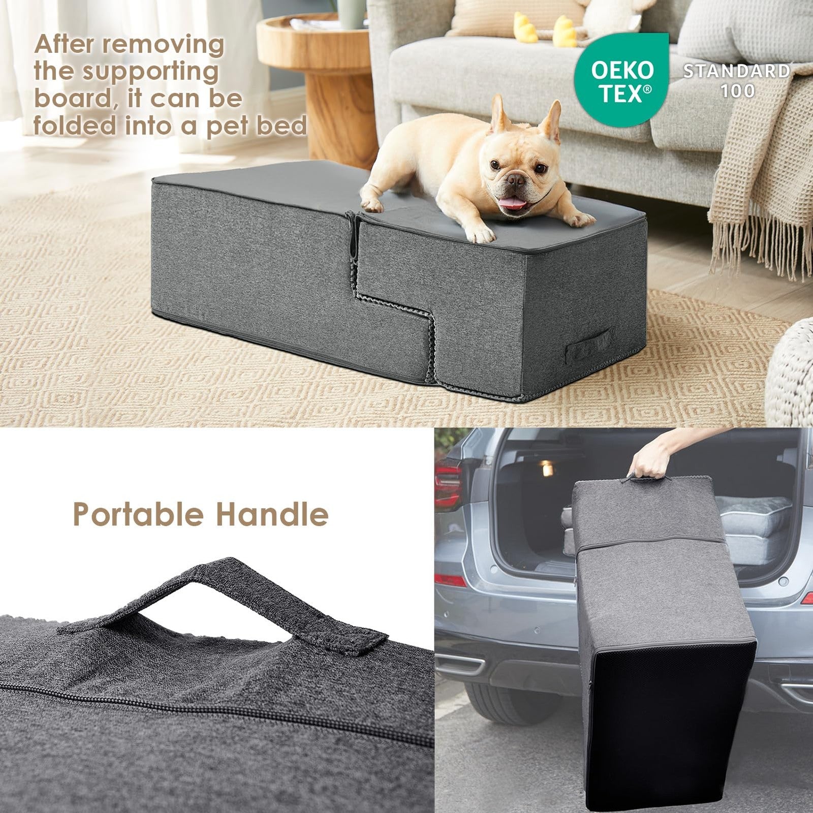 Dog Stairs for Bed 18" H 4-Step Non-Slip  for Indoor, Pet Steps for Small dogs
