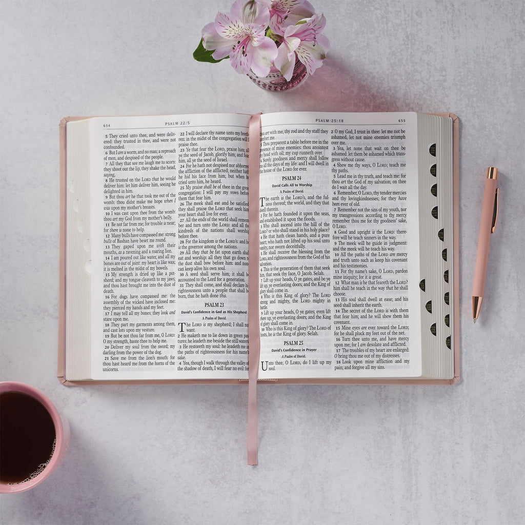 KJV Giant Print Bible Pink Faux Leather Thumb Index Easy Read Church Home