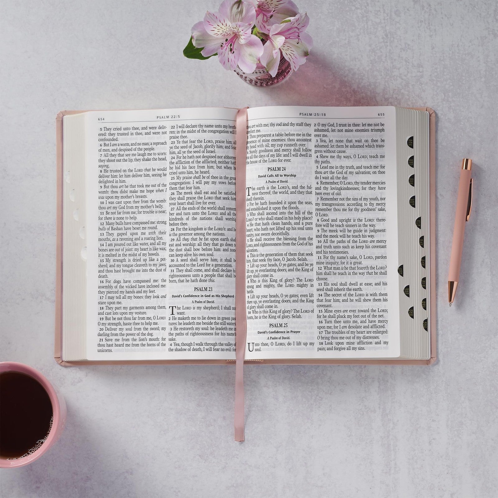 KJV Giant Print Bible Pink Faux Leather Thumb Index Easy Read Church Home
