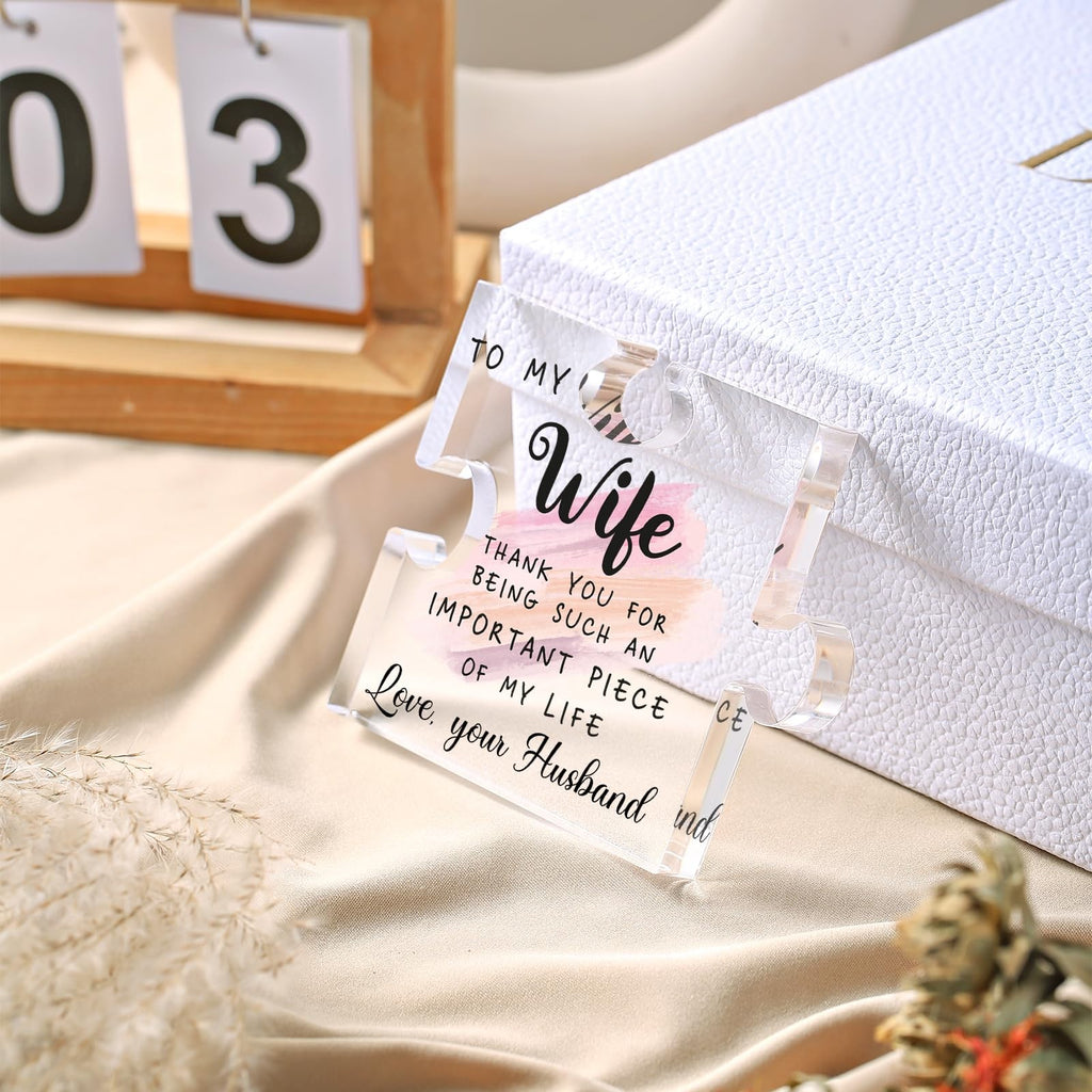 LukieJac Acrylic Puzzle Plaque Gift for Wife Romantic Keepsake Desk Home Decor