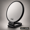 BOOMIBOO Handheld Magnifying Mirror 10X Foldable Travel Makeup Desk Vanity Black