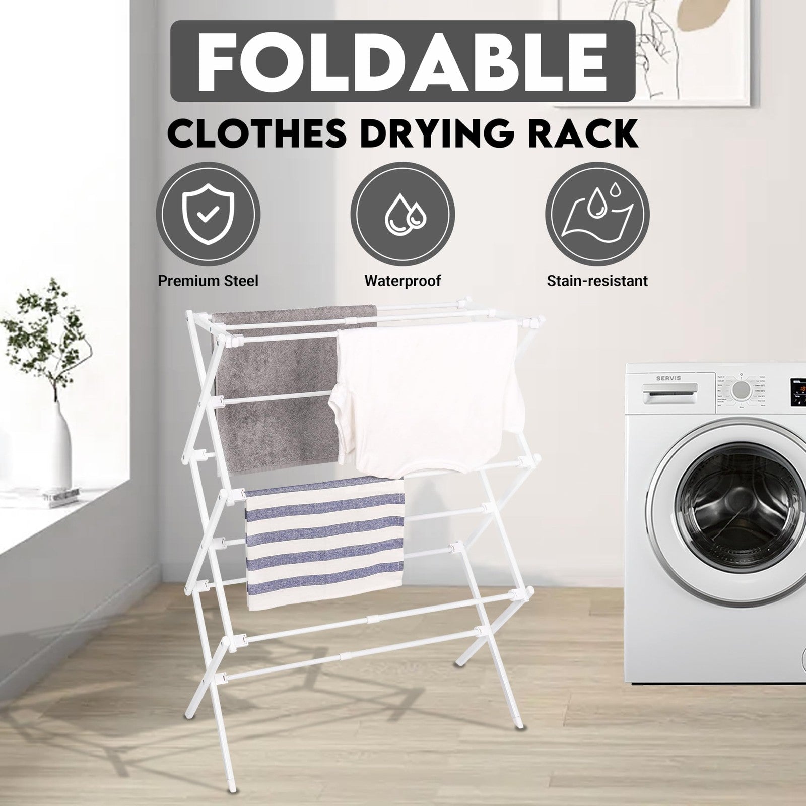 HOMEWARE 2026 Enhanced Clothes Drying Rack Foldable Rack Clothing for Laundry