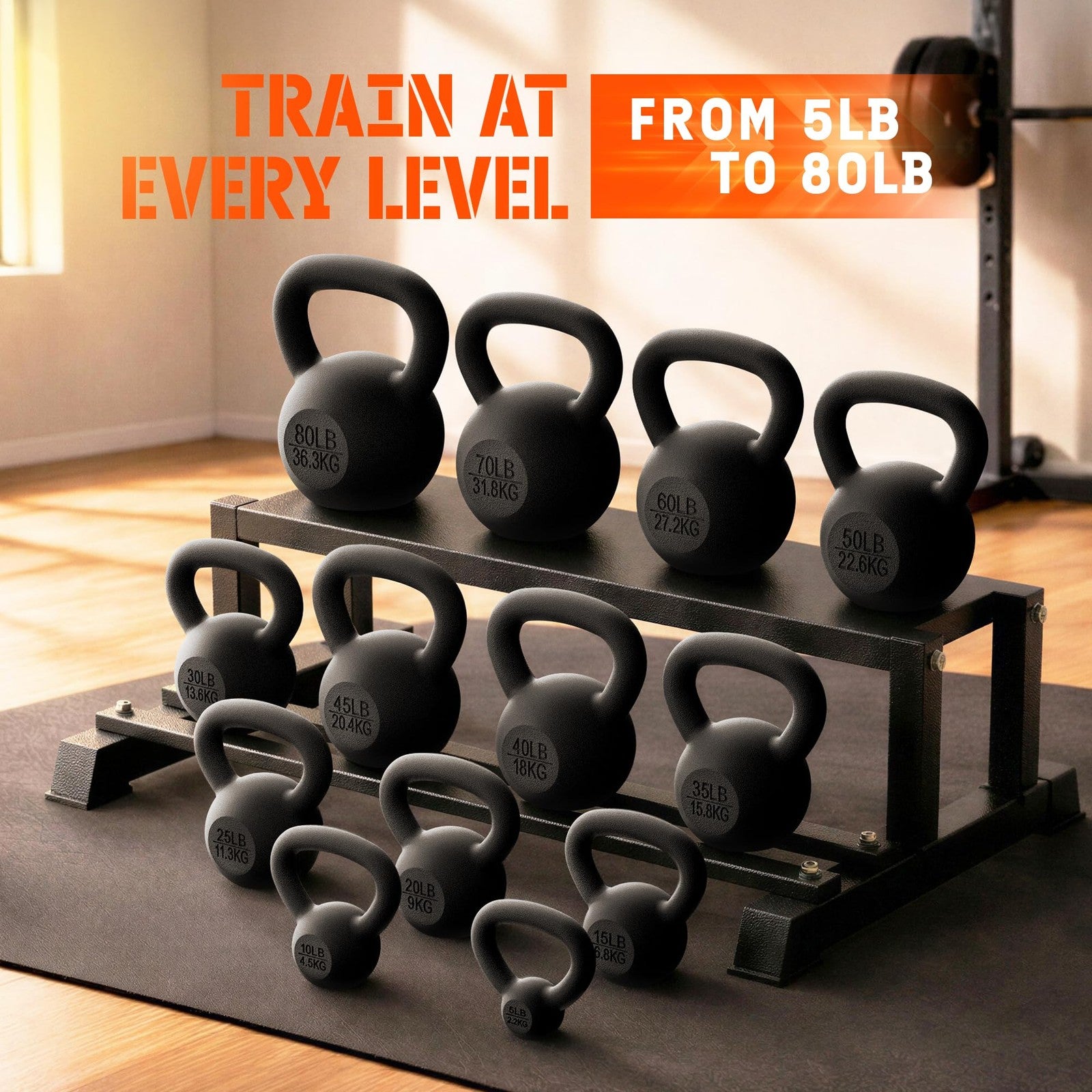 Yes4All Cast Iron Kettlebell Set of 2 15 lb Each 30 lb Total Strength Training