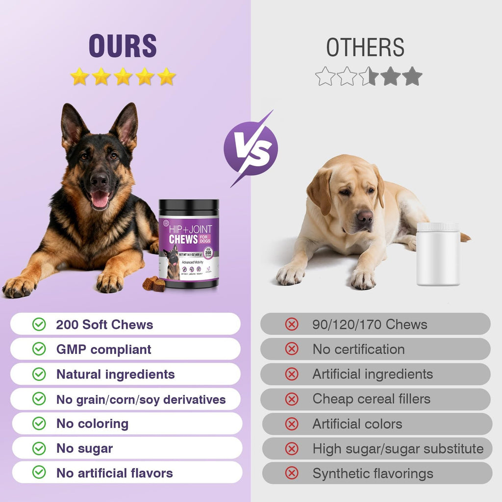 Glucosamine Dog Joint Support Chews 200ct Hip Mobility Chondroitin MSM