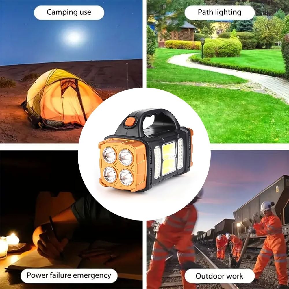 IFTHFOUR Solar Flashlight USB-C Rechargeable LED Work Light Waterproof