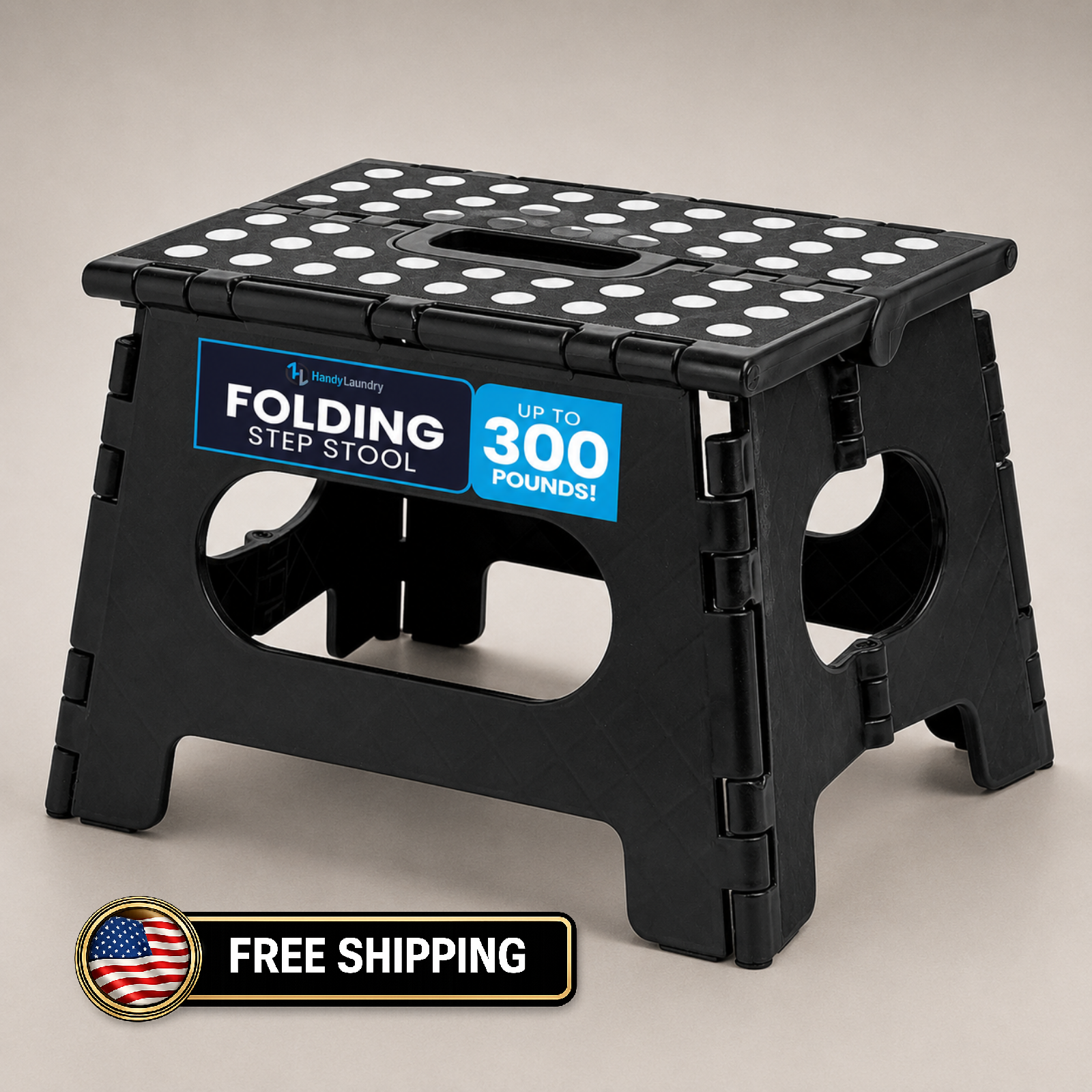 Handy Laundry Folding Step Stool  Sturdy and Collapsible Stool to Support Adults