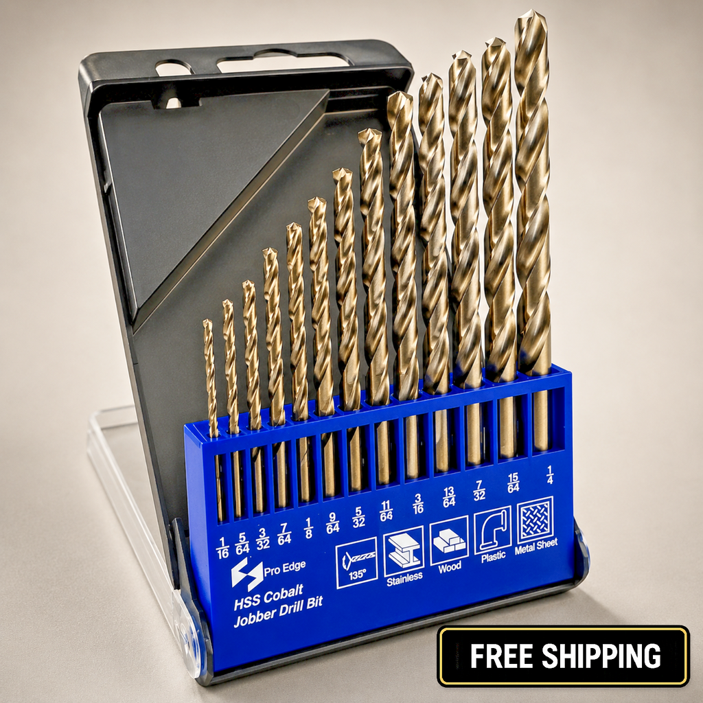 13pcs Cobalt Drill Bits Set, M35 High Speed Steel 135 Degree Tip Twist Jobber