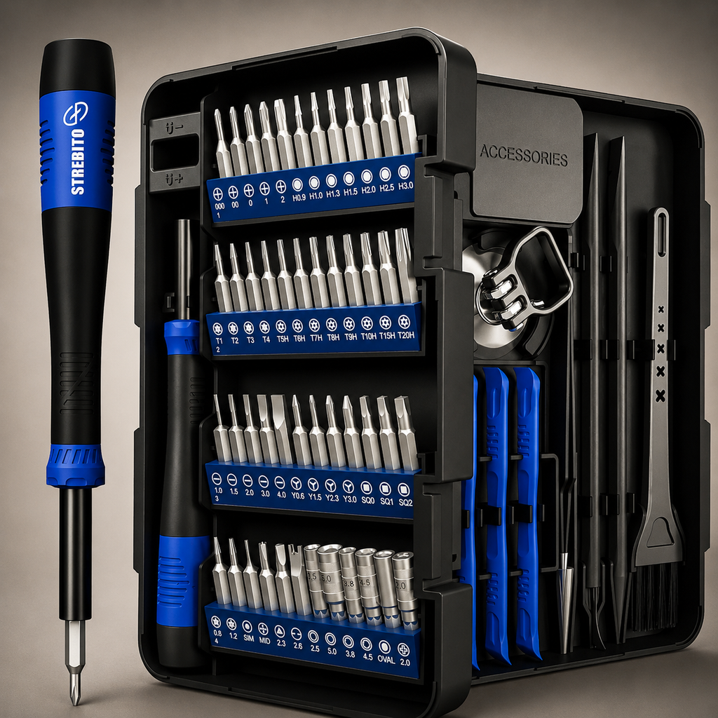STREBITO Small Precision Screwdriver Set 64-piece with Torx, Triwing, Pentalobe,