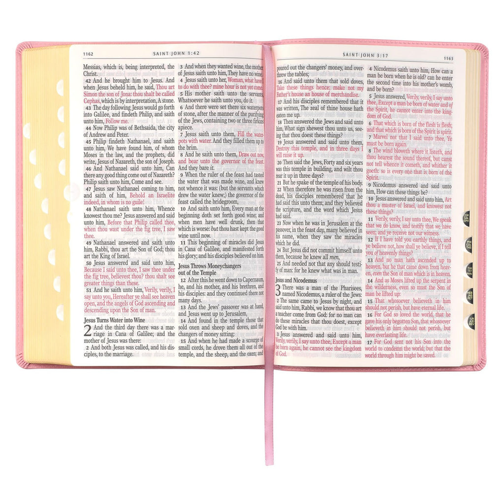 KJV Giant Print Bible Pink Faux Leather Thumb Index Easy Read Church Home