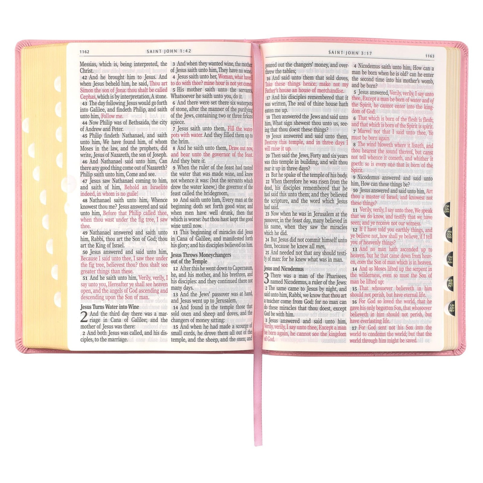 KJV Giant Print Bible Pink Faux Leather Thumb Index Easy Read Church Home