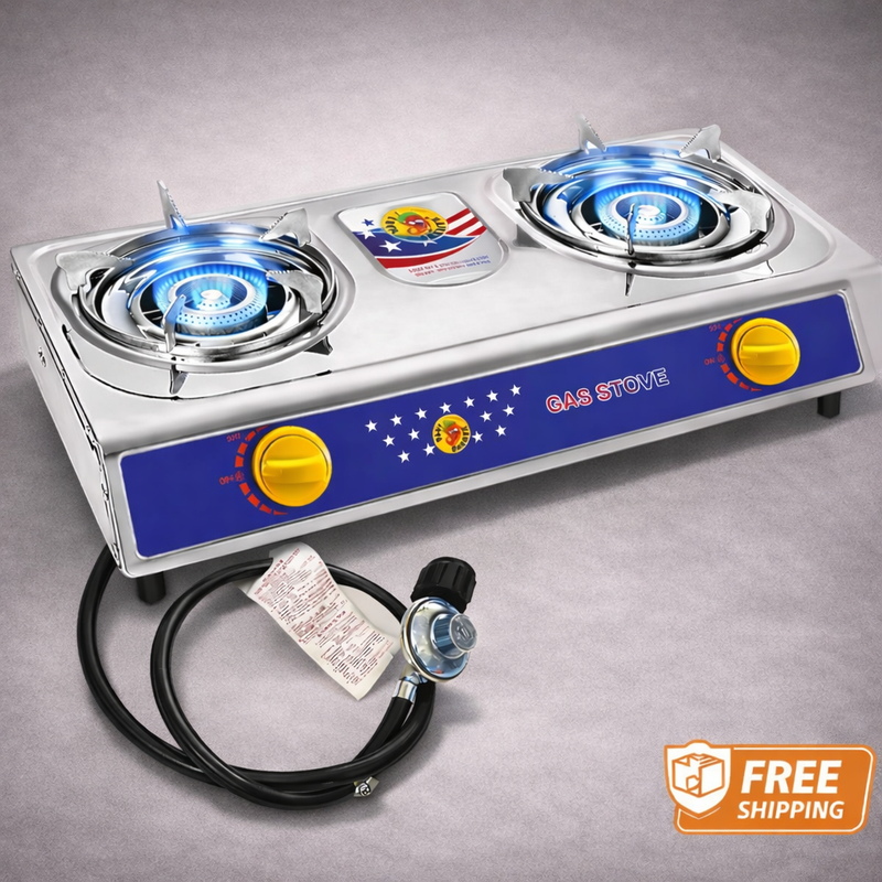 Vivicreate 2 Burner Propane Stove Portable Camping Cooktop Auto Ignition w Hose