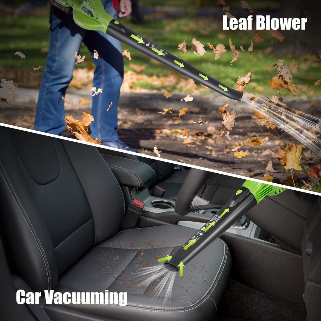 Cordless Leaf Blower 21V Battery Powered 2 Batteries Lawn Patio Yard Cleaner
