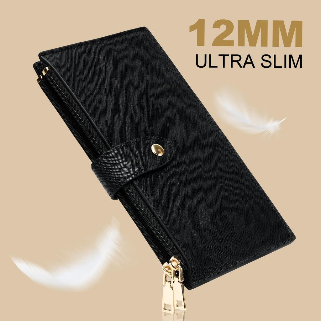 Travelambo RFID Blocking Large Bifold Wallet Multi Card Holder Black