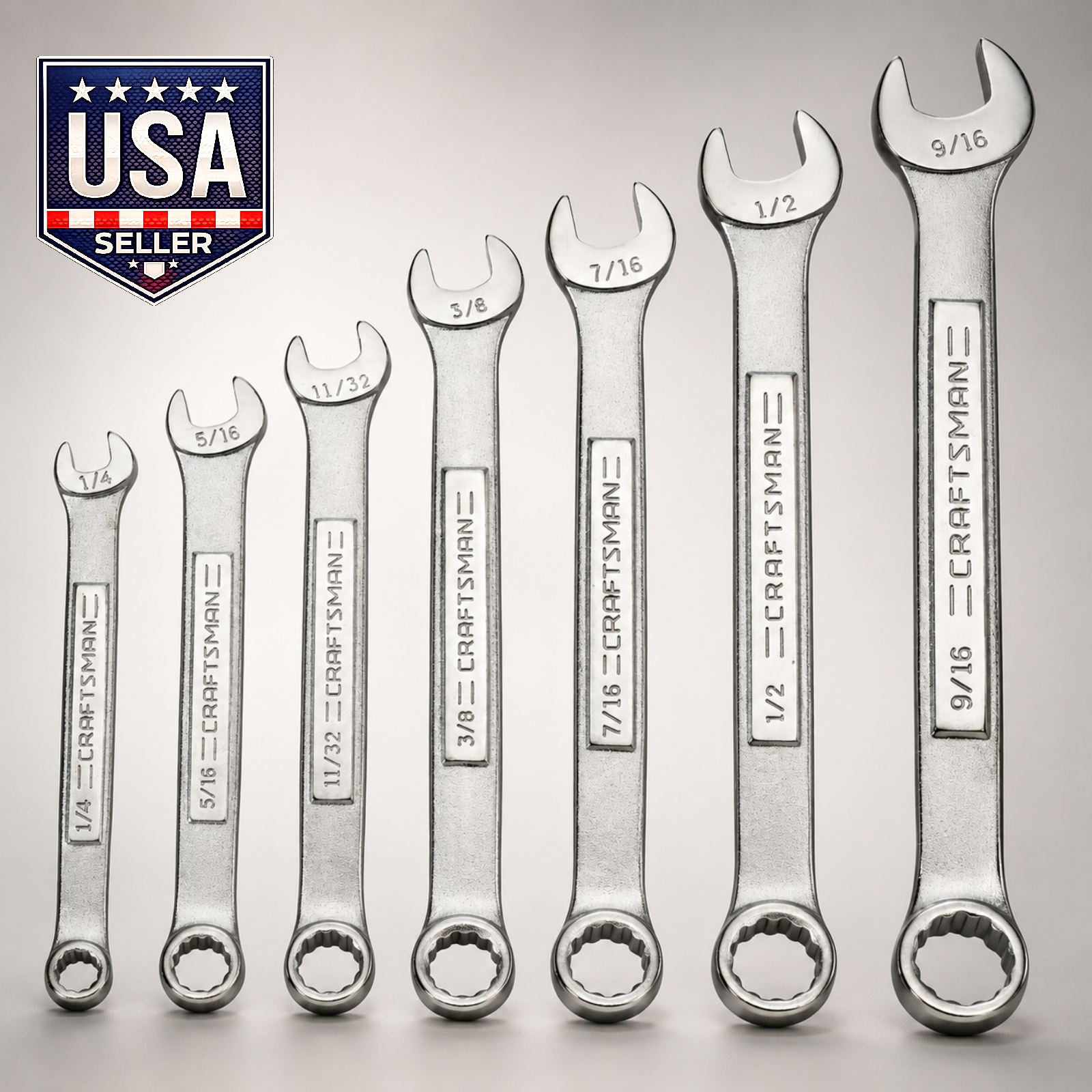 CRAFTSMAN 7-Pc SAE Combination Wrench Set 1/4"–9/16" w/ Storage Pouch 12-Point