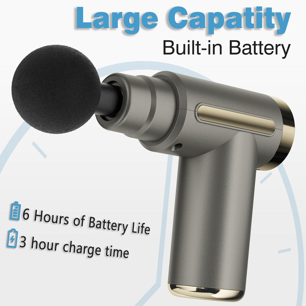 cotsoco Mini Massage Gun Deep Tissue Percussion Massager 6 Speeds 4 Heads