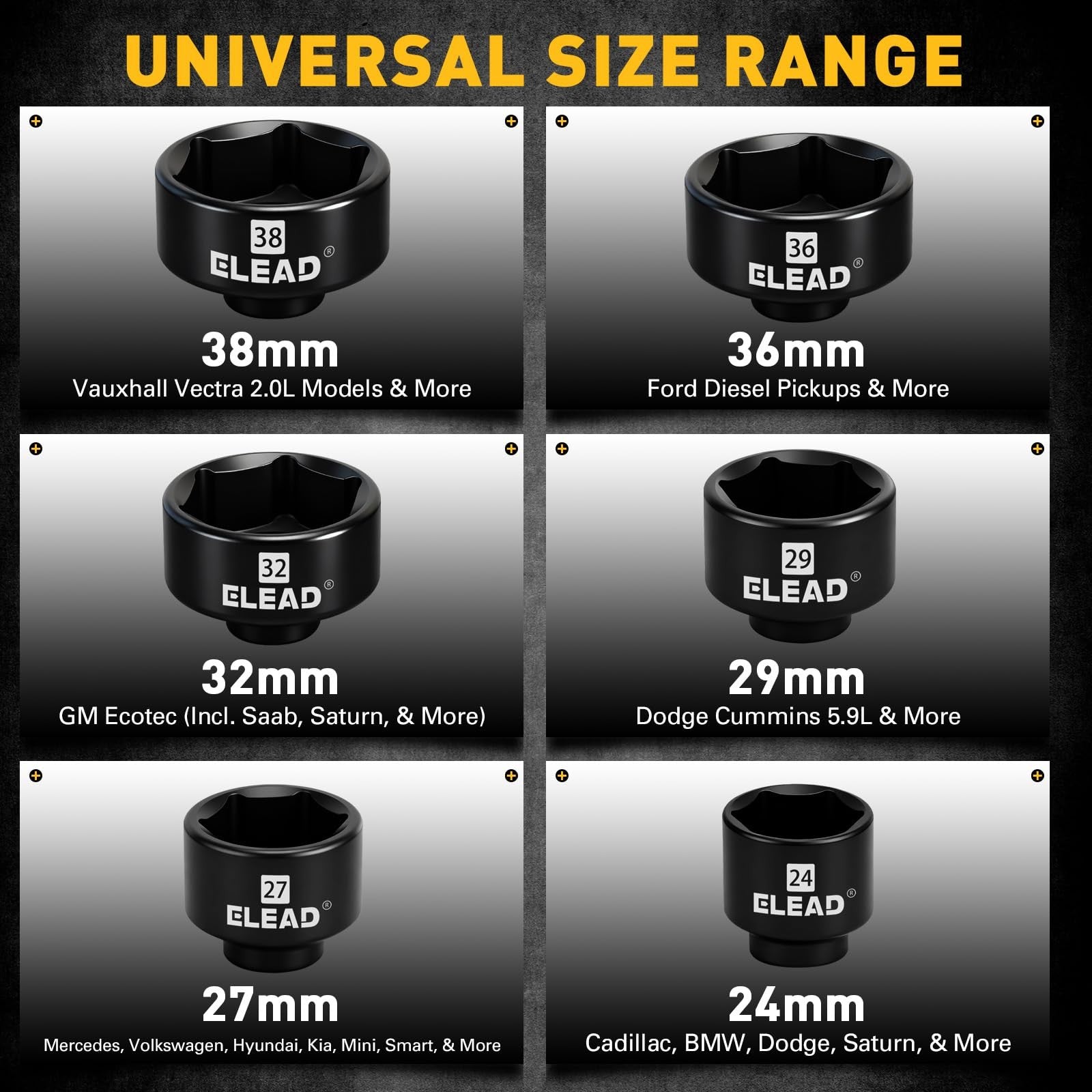 Oil Filter Socket Set 7pc 3/8" Drive Low Profile Tool for Car Oil Change