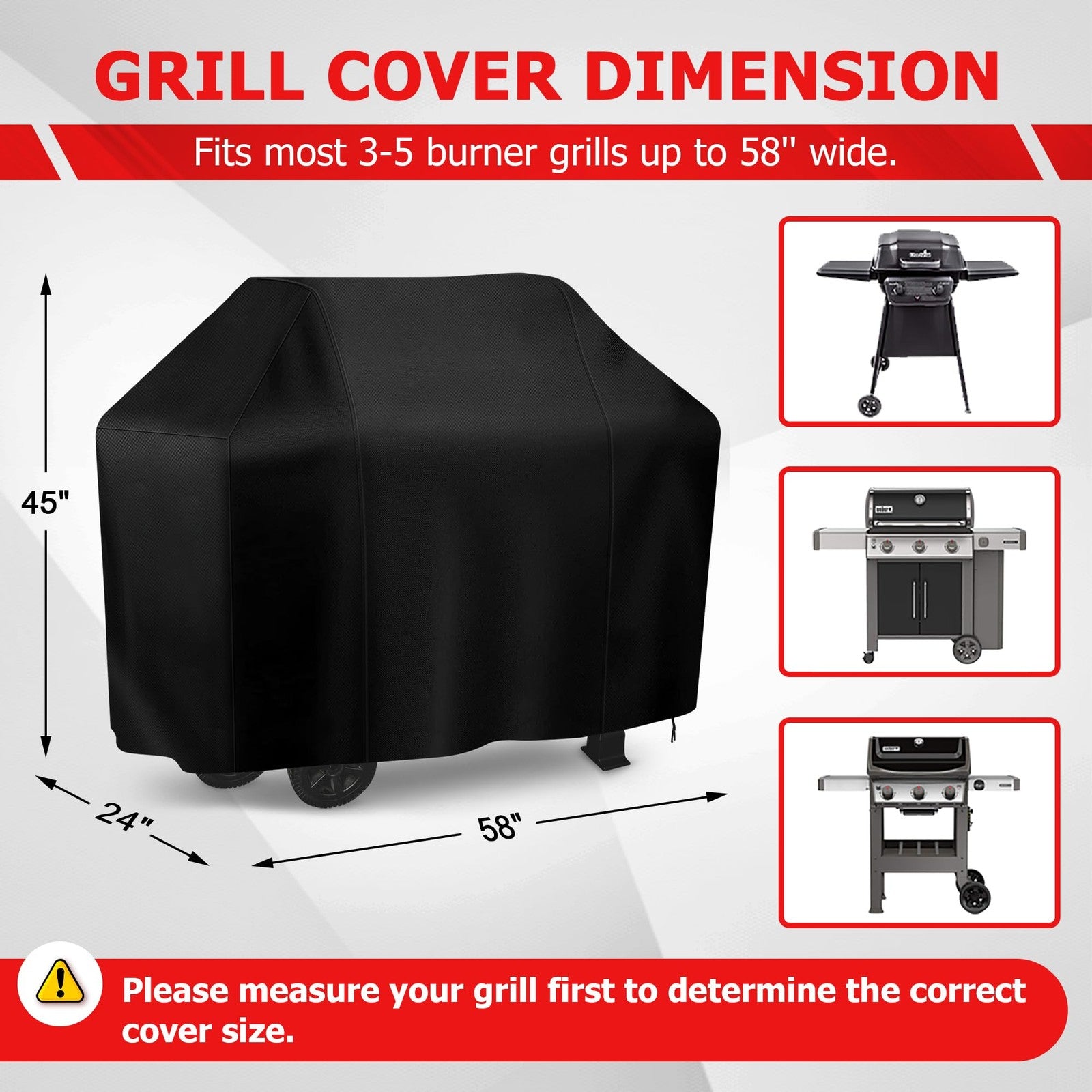 Grill Cover 58 Inch Waterproof UV Resistant BBQ Cover Outdoor Weber Charbroil