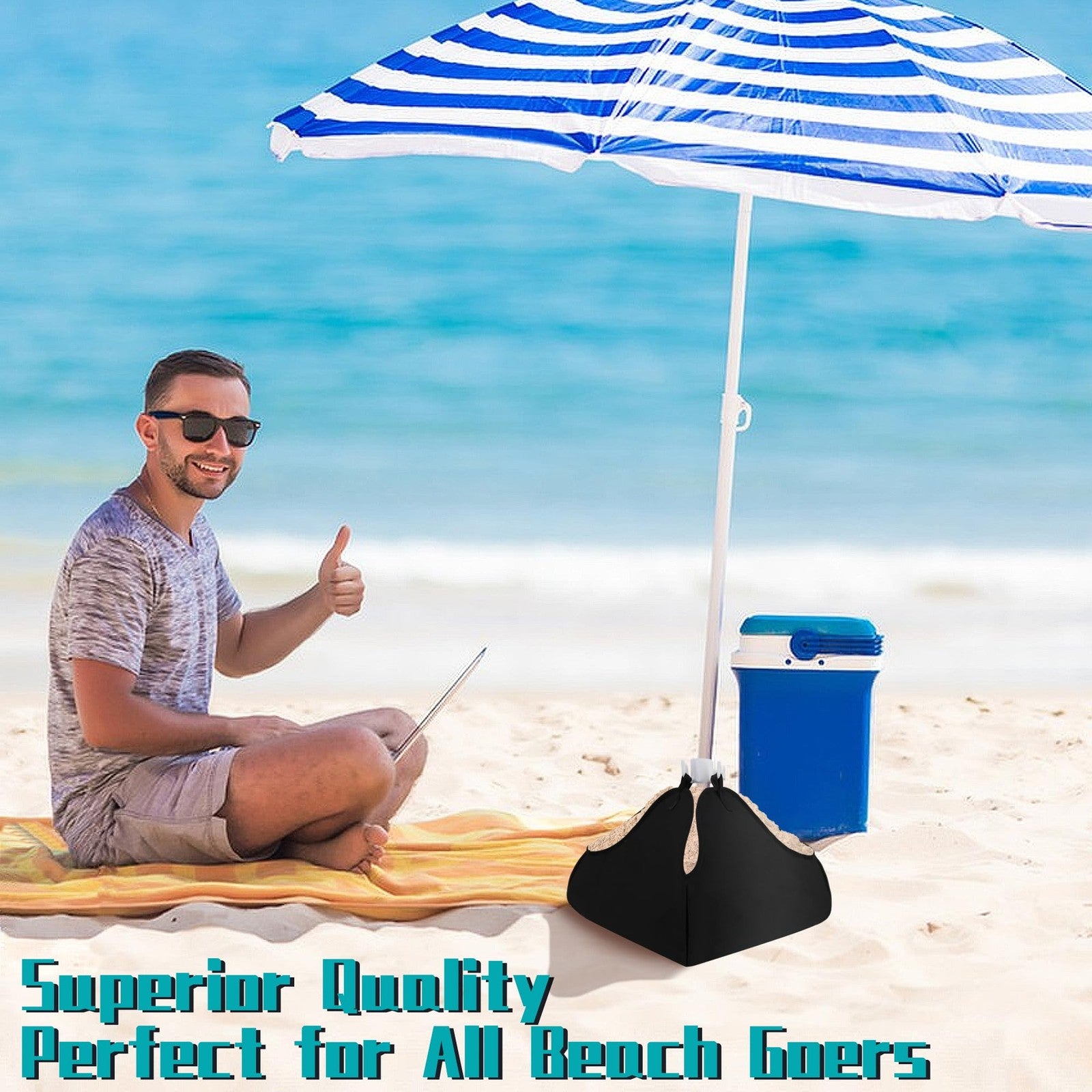 Beach Umbrella Base Weight Sand Bag Heavy Duty Fillable Stand Anchor Outdoor