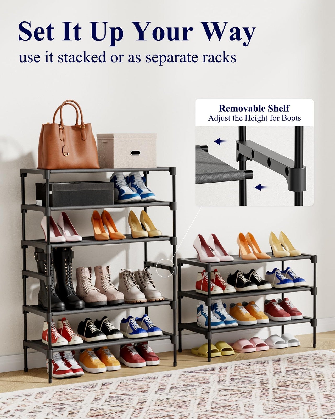 Kitsure Shoe Rack, Non-Woven Shoe Rack Shelf Shoe Organizer for Closet Entryway,