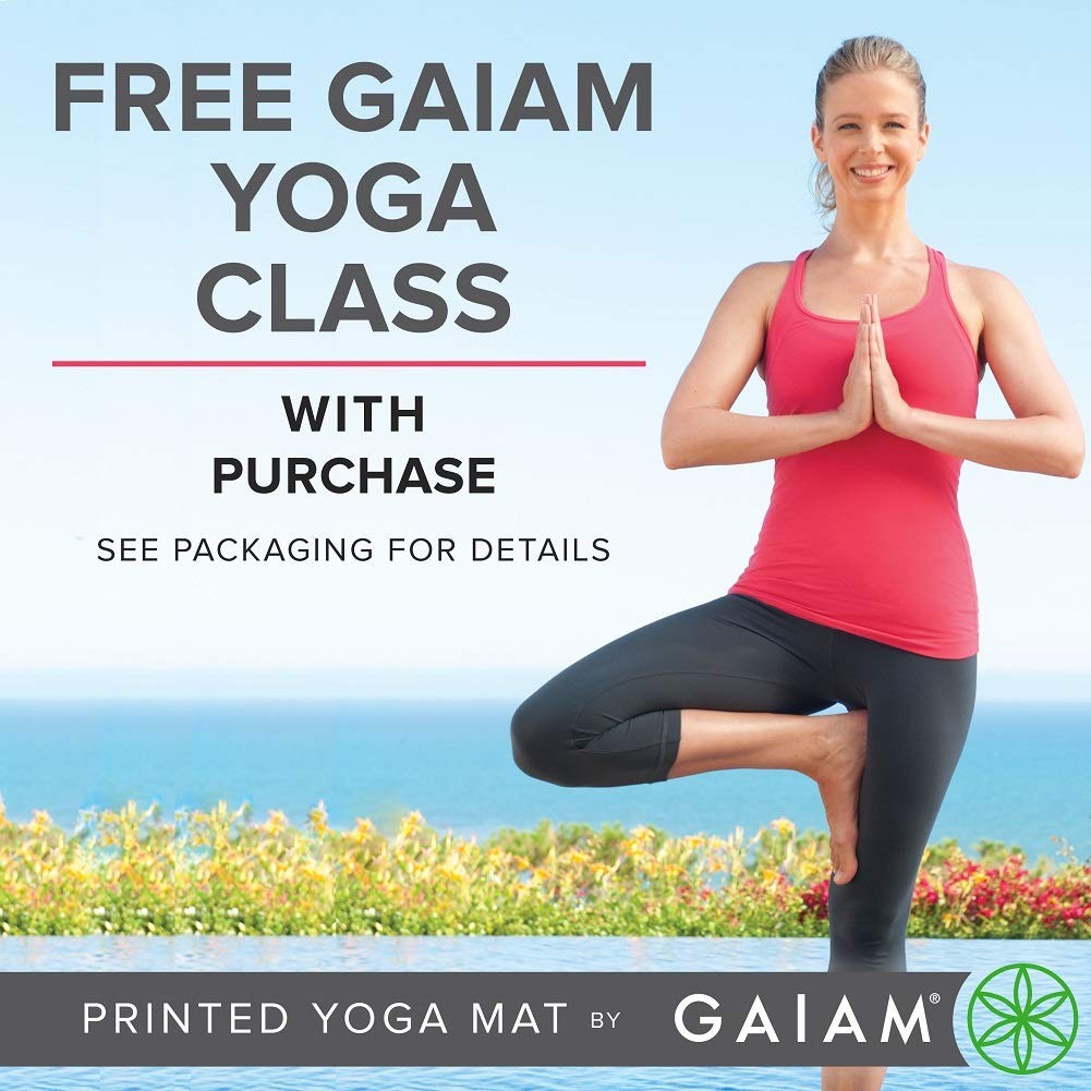Gaiam Yoga Mat 5mm Non-Slip Yoga Mat 68×24 Exercise Mat for Yoga Pilates Workout