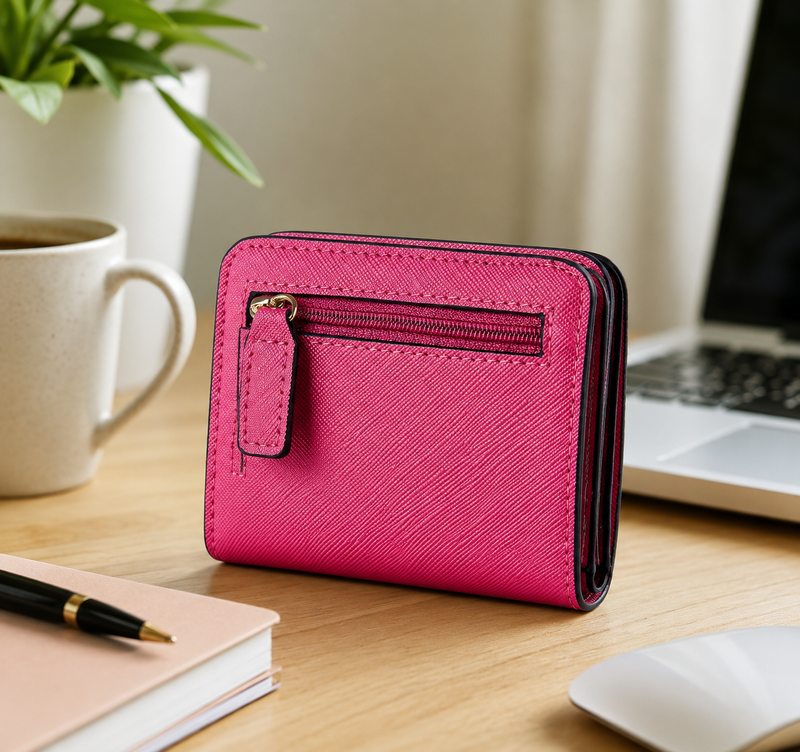Toughergun Slim RFID Leather Wallet for Women Compact Bifold ID Coin Zipper