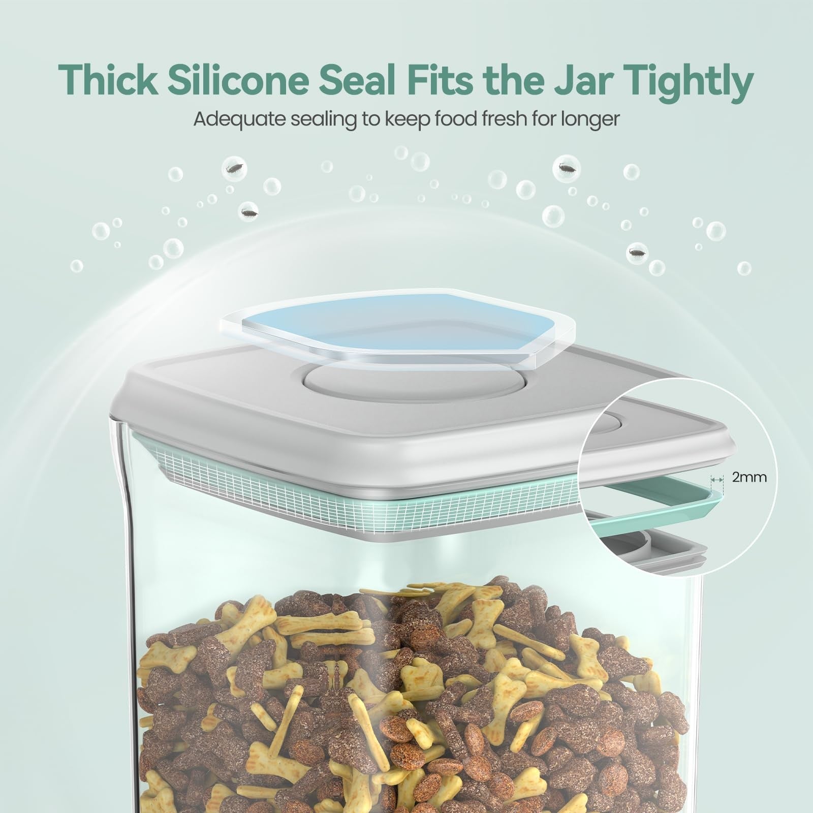 Dog Treat Container Airtight 1.3Qt BPA-Free Stackable Pet Food Jar