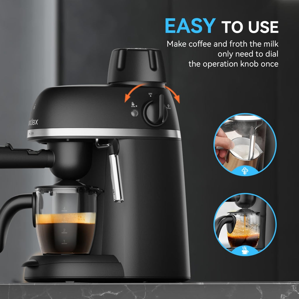 Espresso Coffee Machine 3.5 Bar 800W Steam Wand Cappuccino Latte Compact Home