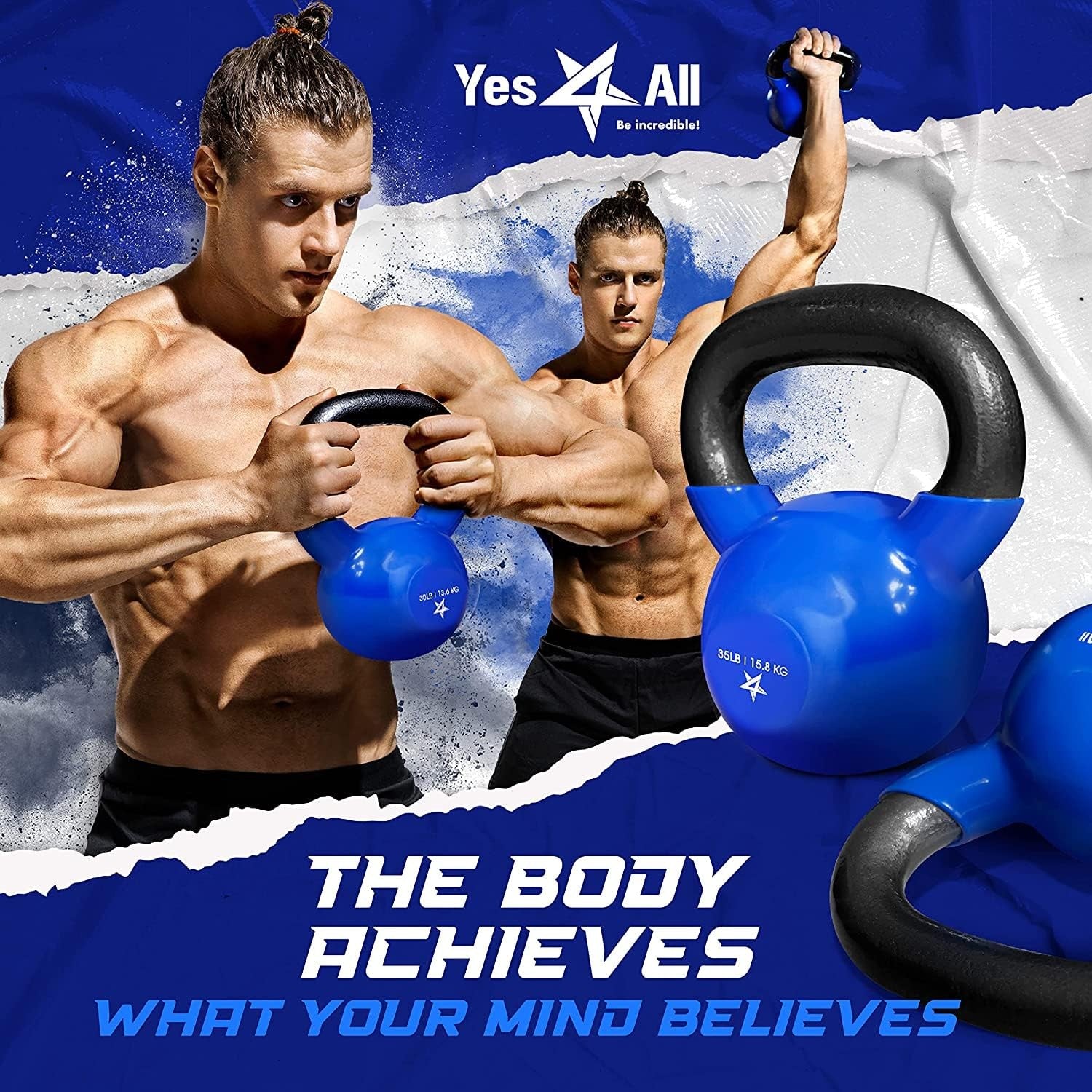 5 lb Vinyl Coated Cast Iron Strength Training Kettlebells for Home Gym Exercises