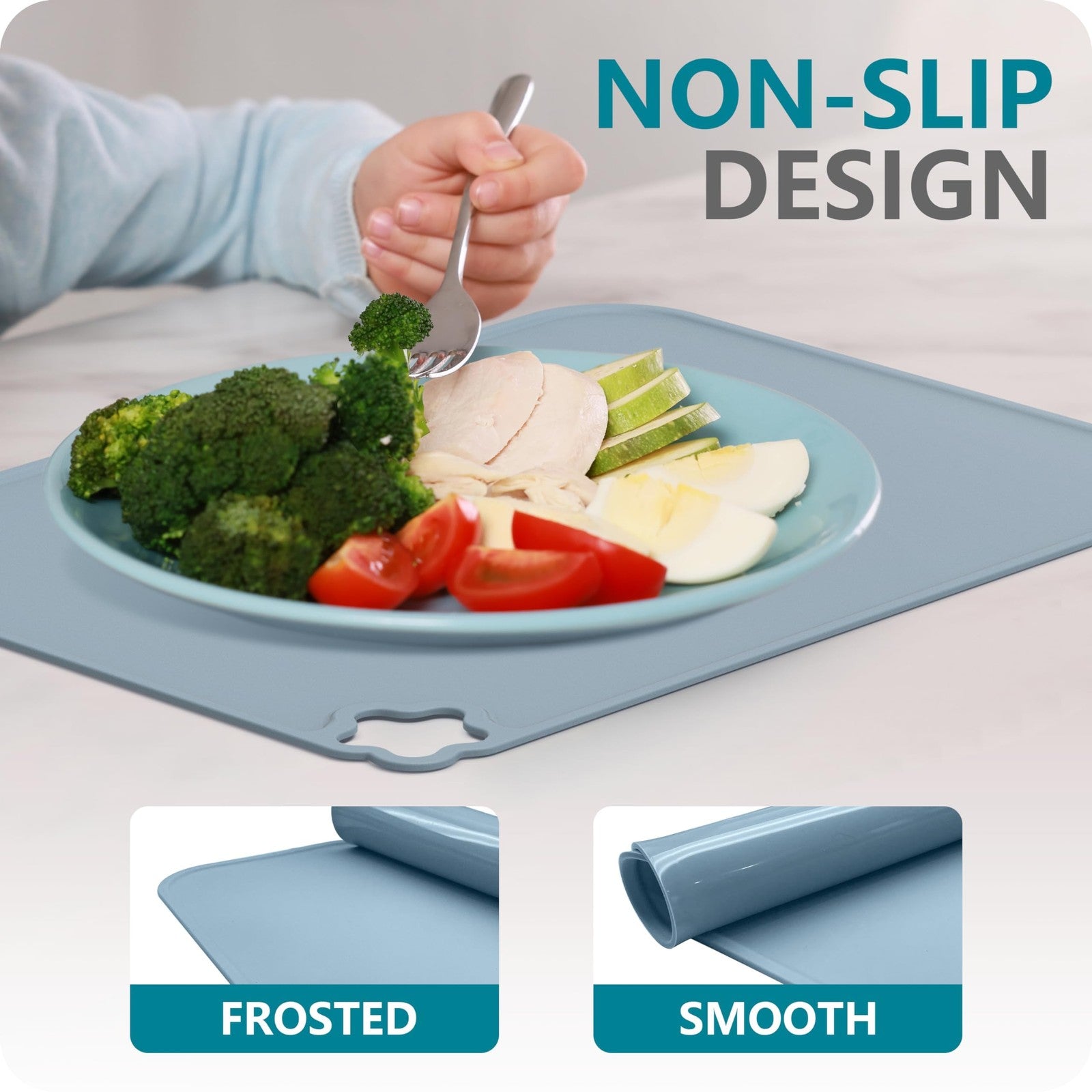 3 Pack Silicone Toddler Placemats Non-Slip BPA Free 14.7x11 Kids Dining Mats