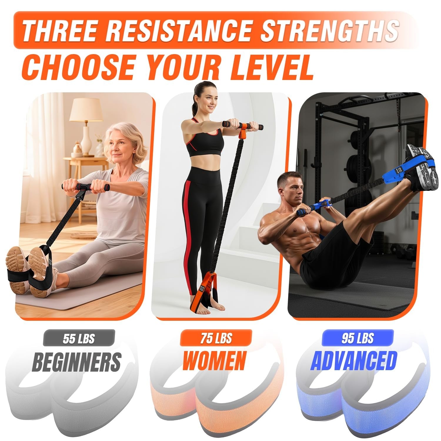 UZTUGG Pedal Resistance Bands with Handles Upgrade Women Exercise Bands Training