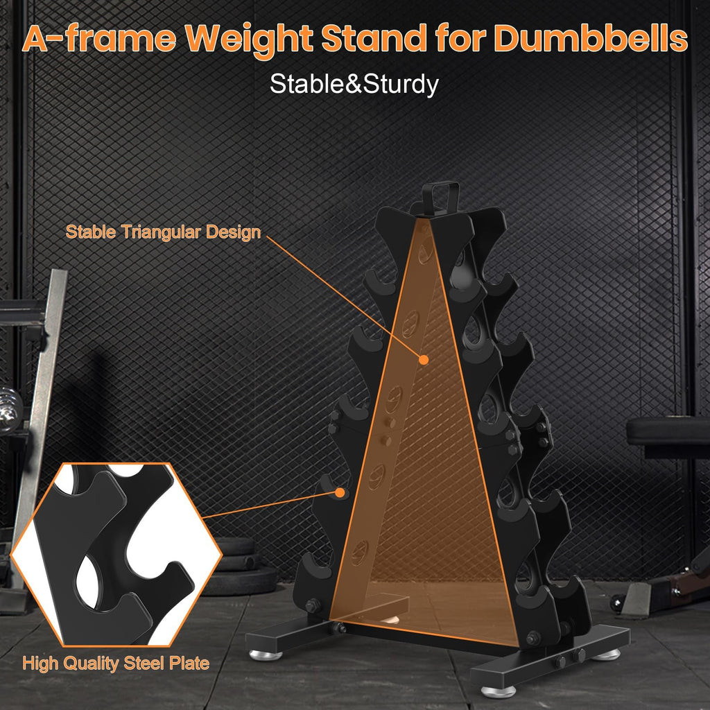 TomCare 5-Tier Dumbbell Rack Stand Metal A-Frame Weight Holder Home Gym