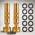 2 Pack 4" Brass Adjustable Garden Hose Nozzles w/10 Rubber Washers 3/4"