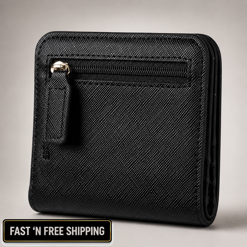 Toughergun Slim RFID Leather Wallet for Women Compact Bifold ID Coin Zipper
