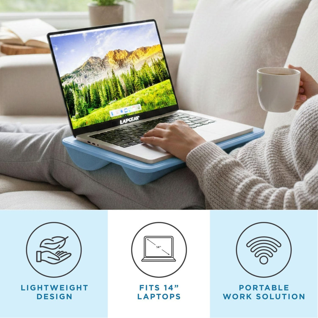 LAPGEAR Compact Lap Desk – Fits Up to 14″ Laptops – Sky Blue – Style No. 43103