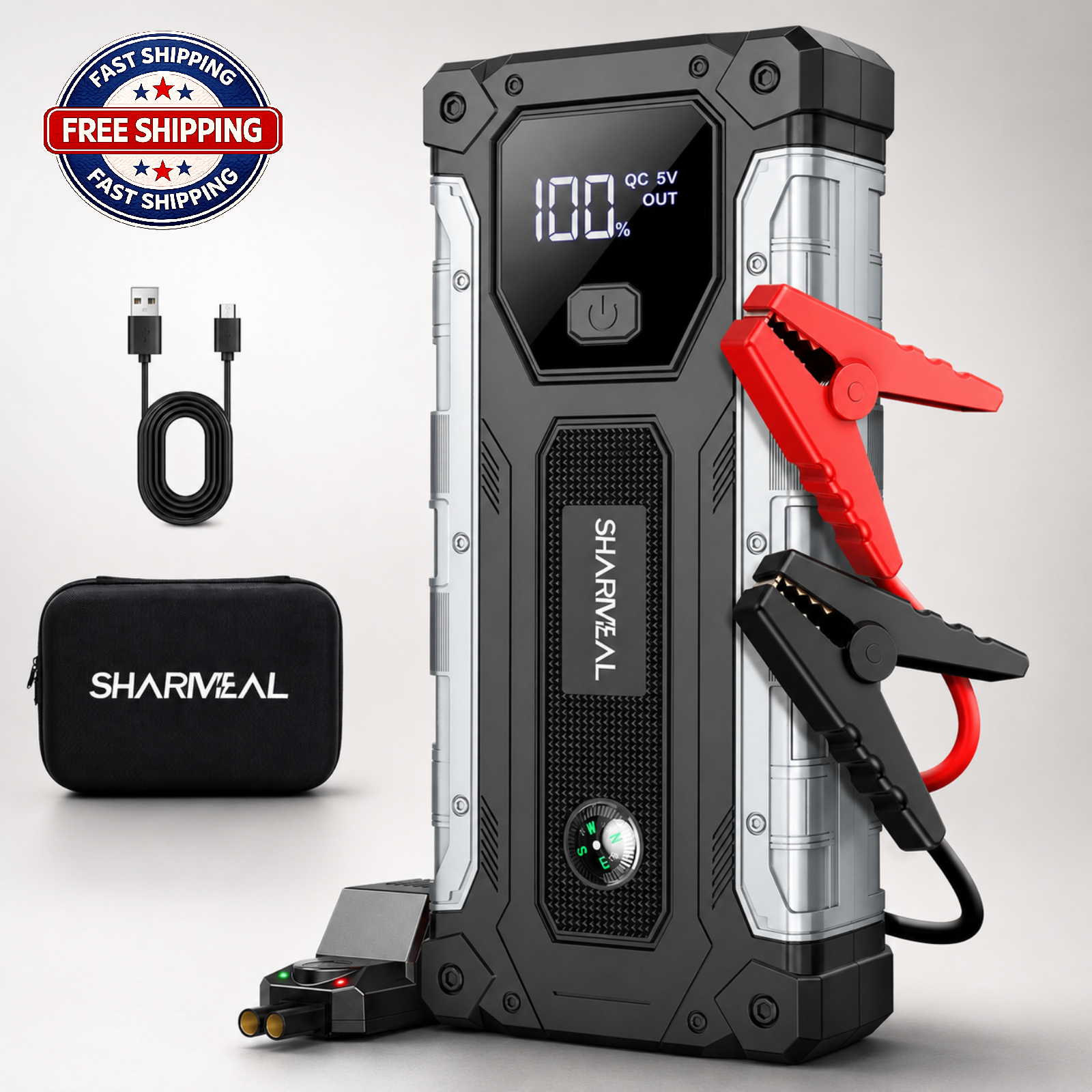 5000A Car Jump Starter 12V Battery Pack for 10.0L Gas & 9.0L Diesel