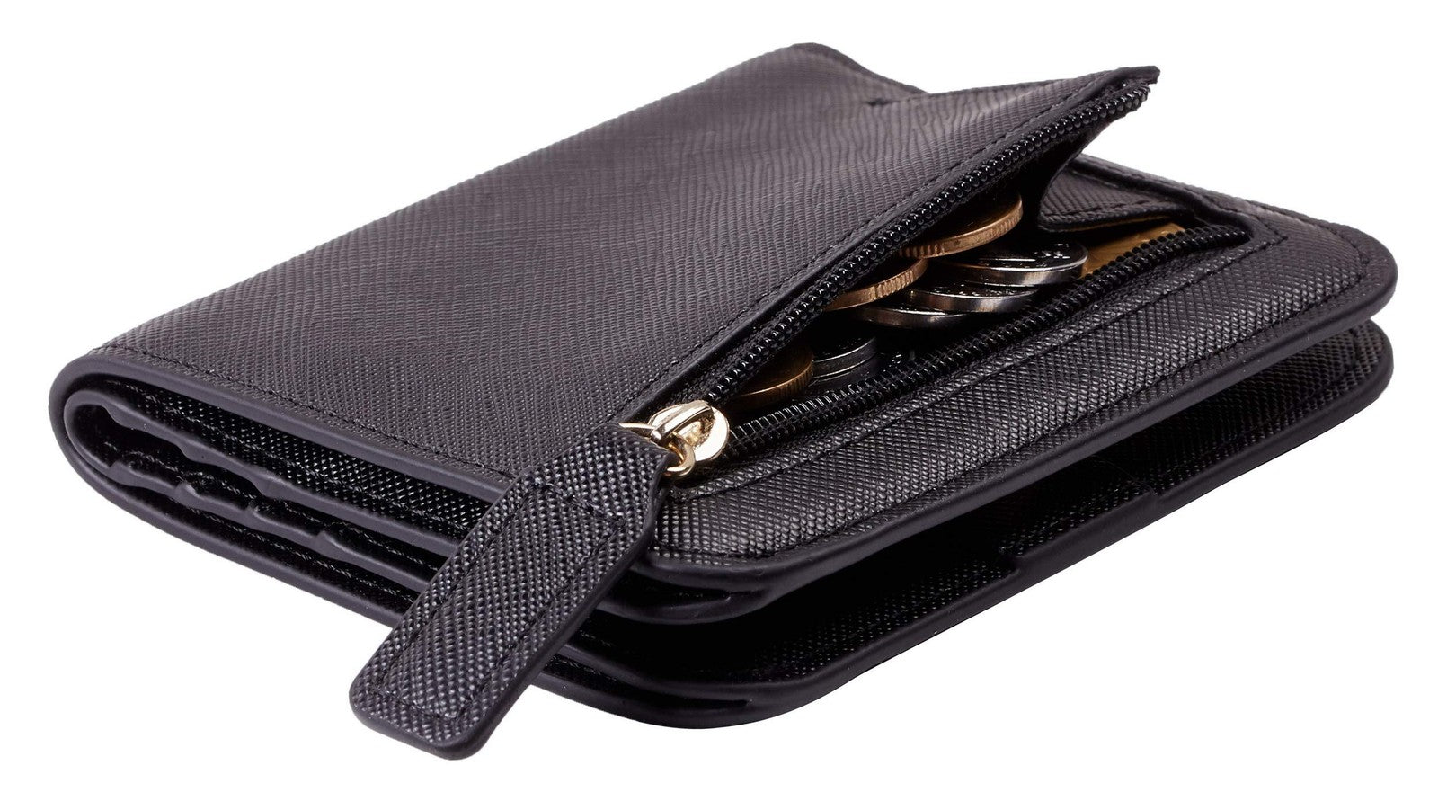 Toughergun Slim RFID Leather Wallet for Women Compact Bifold ID Coin Zipper