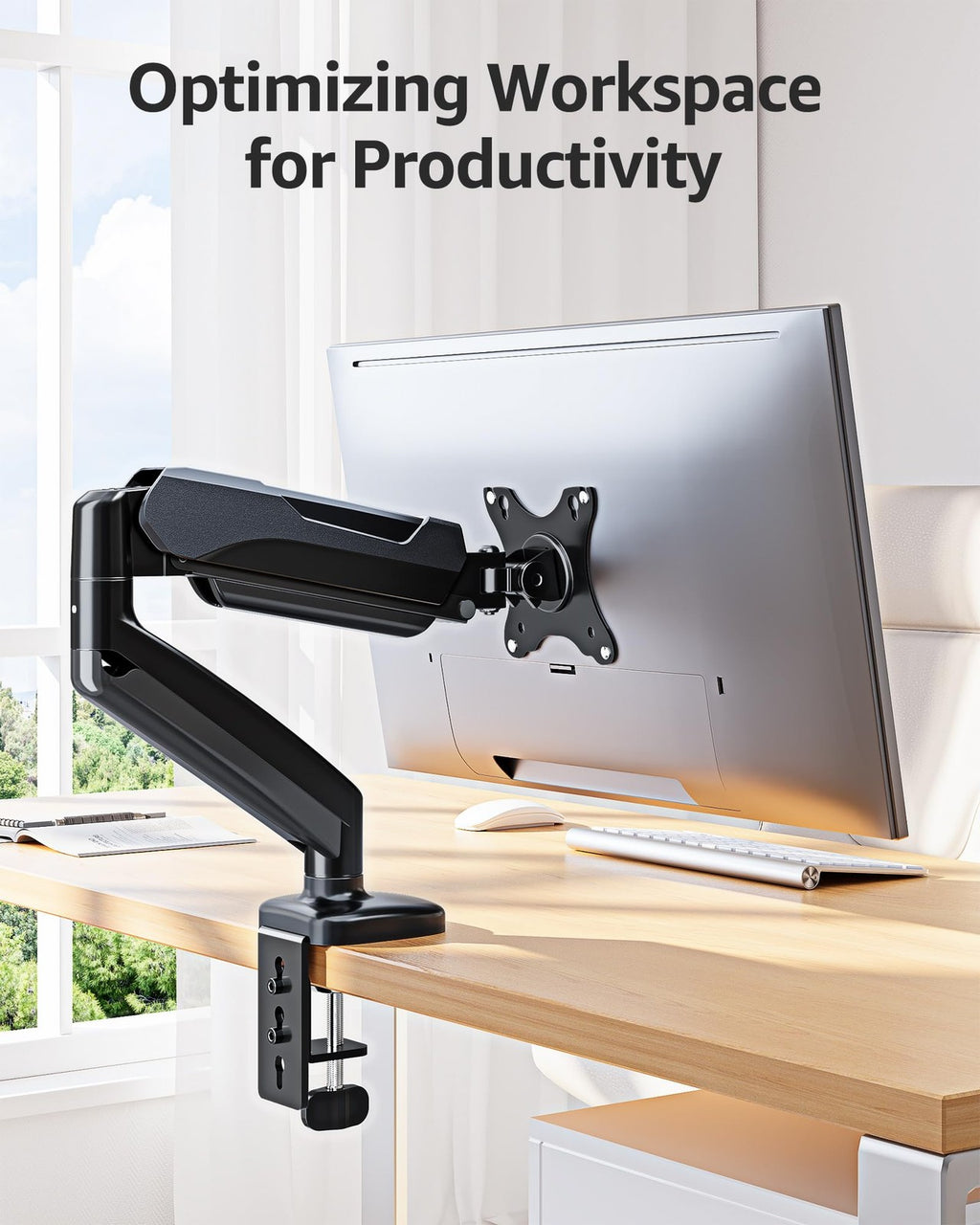 Single Monitor Desk Mount Arm for 17-32" Screens Holds 4.4-17.6 lbs VESA 75/100