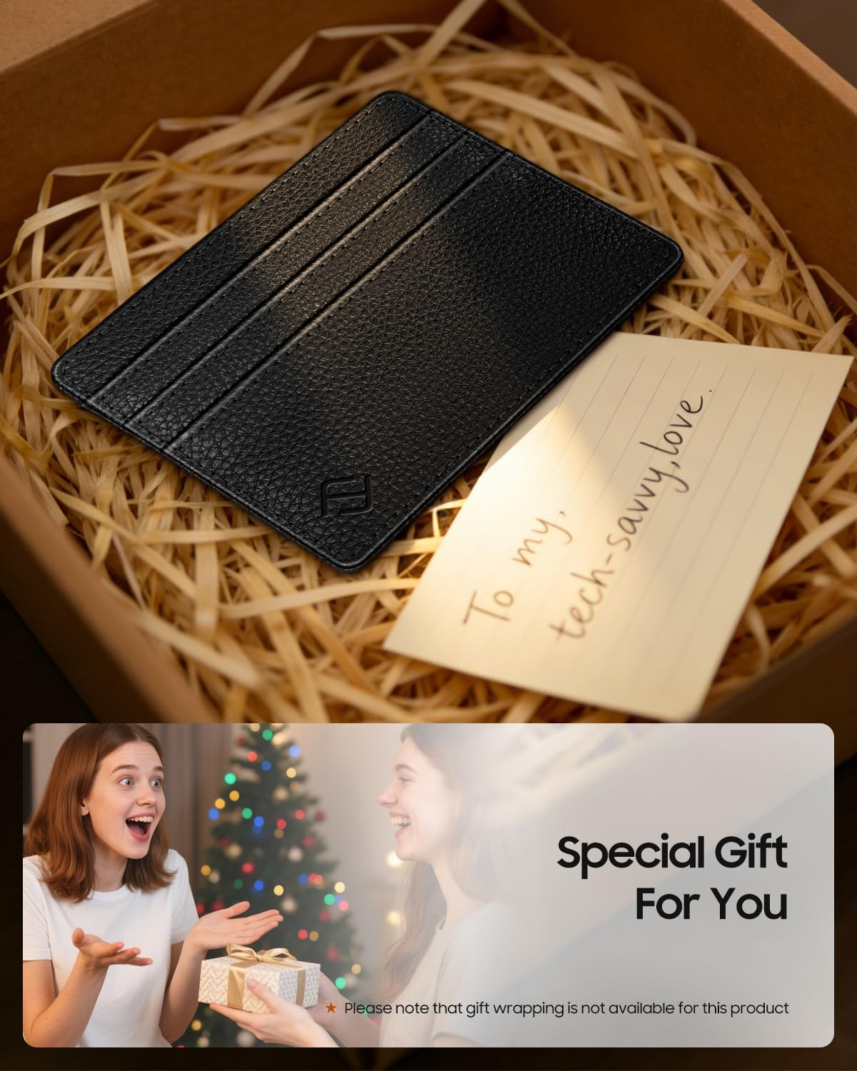 FINTIE RFID Blocking Slim Front Pocket Wallet Card Holder ID Window Black