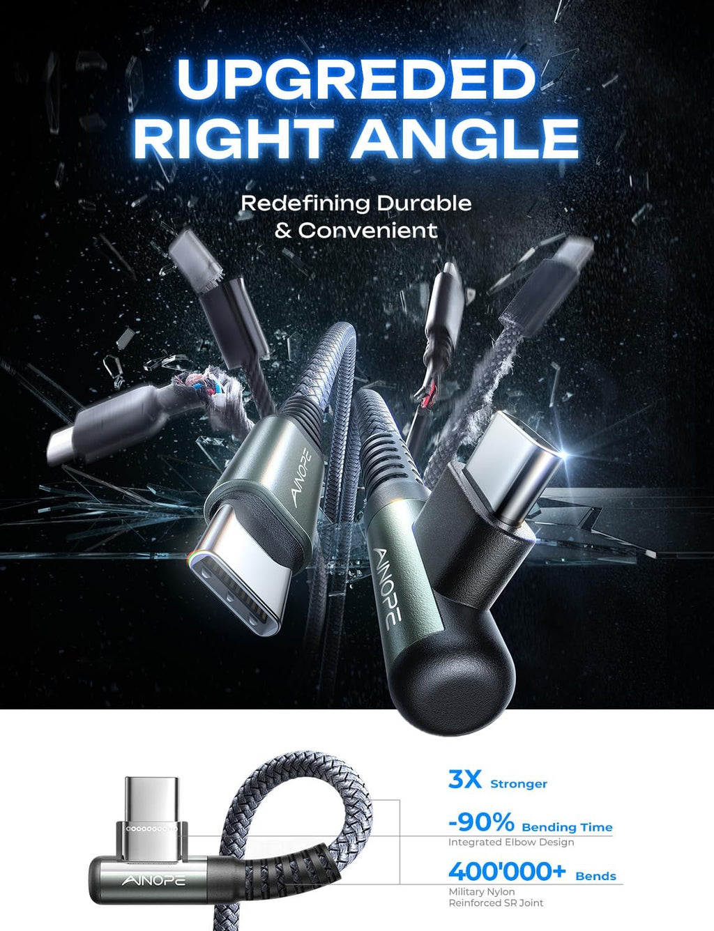 AINOPE USB C to USB C Cable 60W 2Pack 6.6Ft C to C Cable Fast Charging Type C