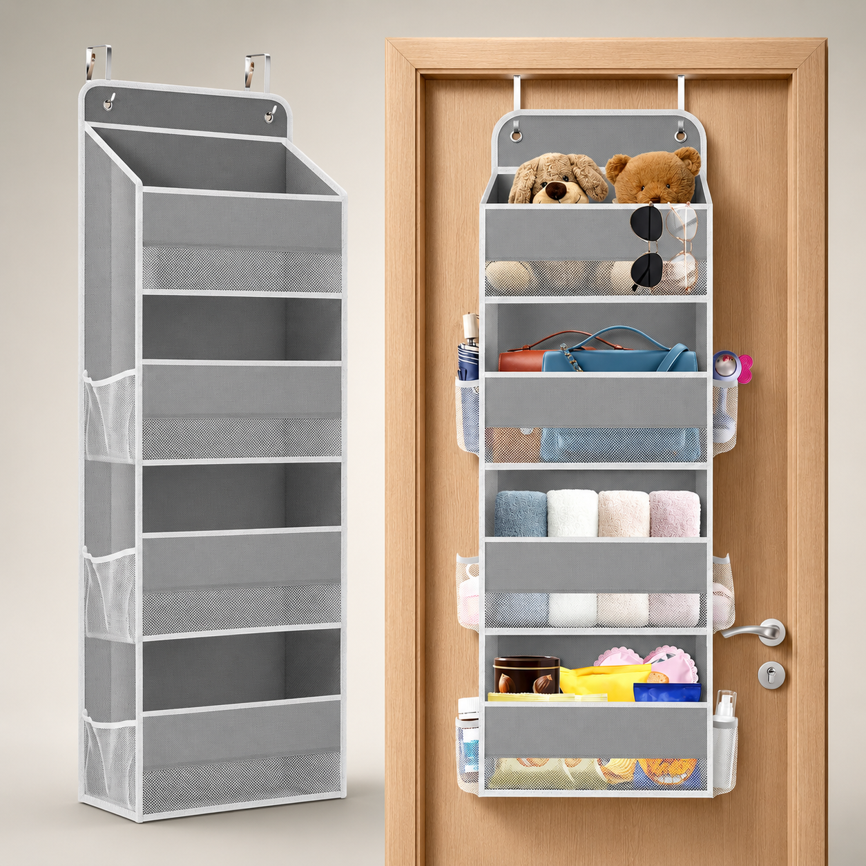 1 Pack Over The Door Organizer, Hanging Storage Organizer with Clear Window.