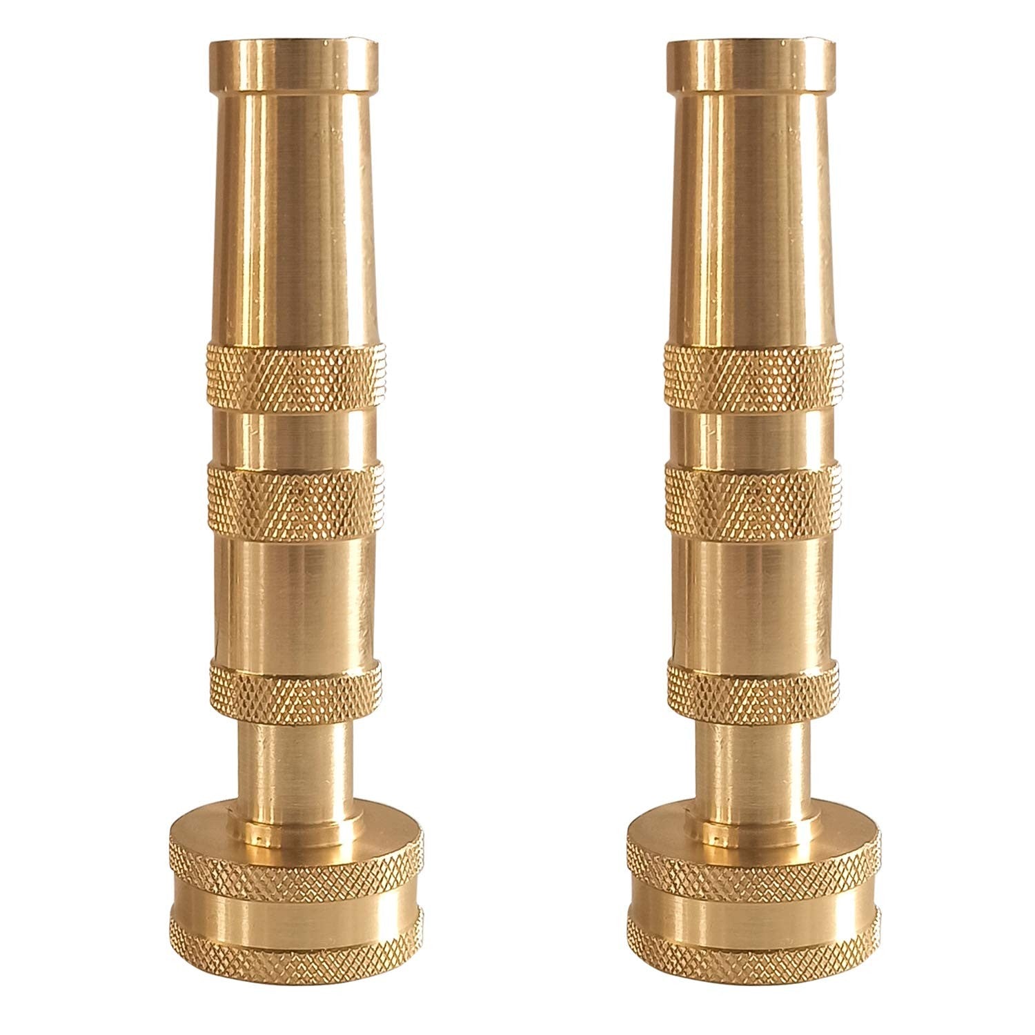2 Pack 4" Brass Adjustable Garden Hose Nozzles w/10 Rubber Washers 3/4"