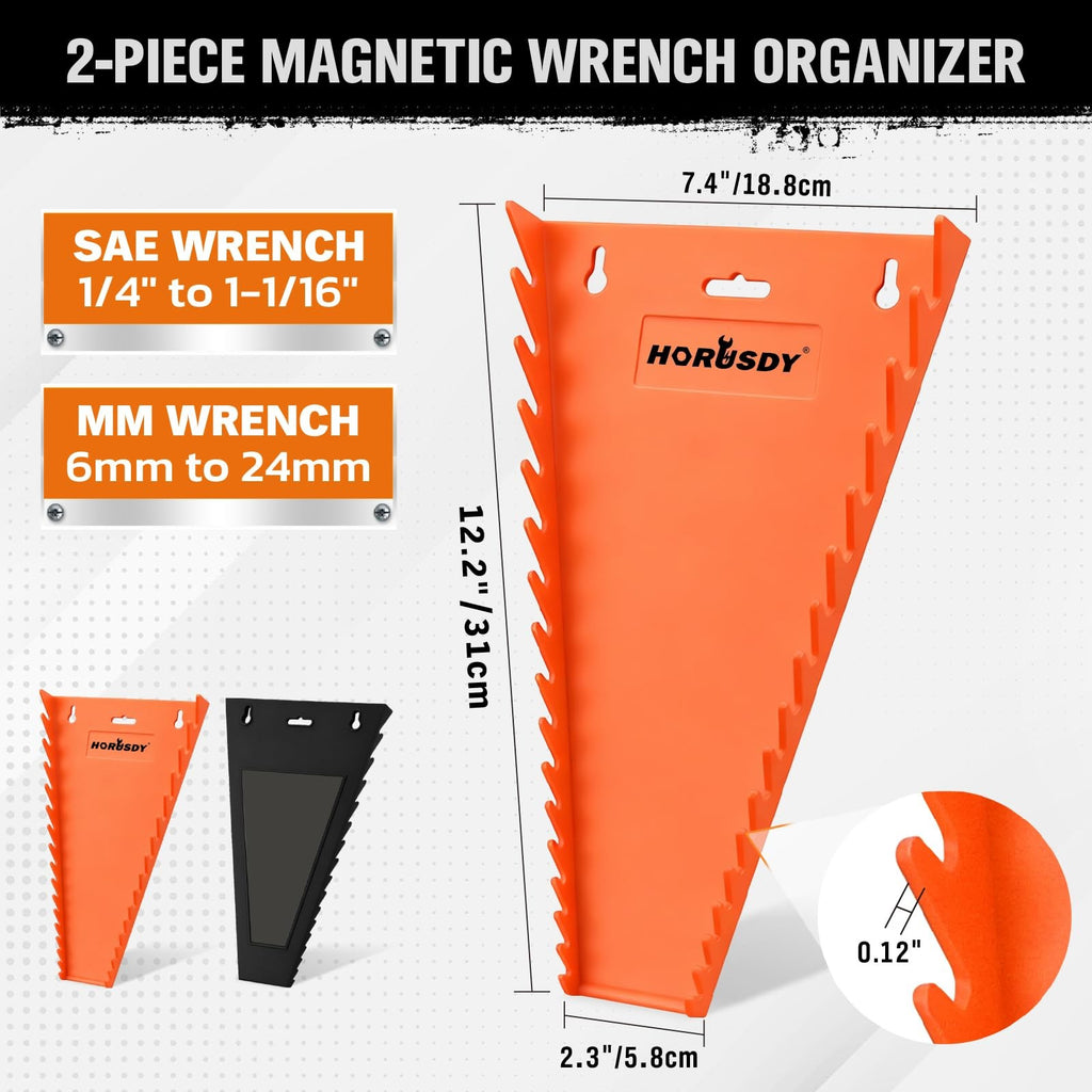 Magnetic Wrench Organizer 32 Slot SAE & Metric Toolbox Drawer Rack