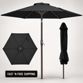 JEAREY 7.5 FT Patio Umbrella Black Tilt Crank 6 Rib Outdoor Market Umbrella